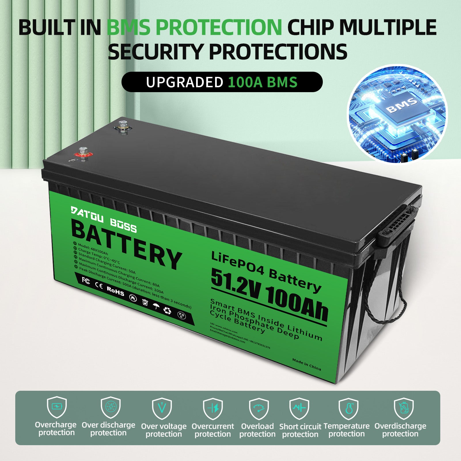 DATOUBOSS Rechargeable Lifepo4 Batteries Voltage Converters Inverter