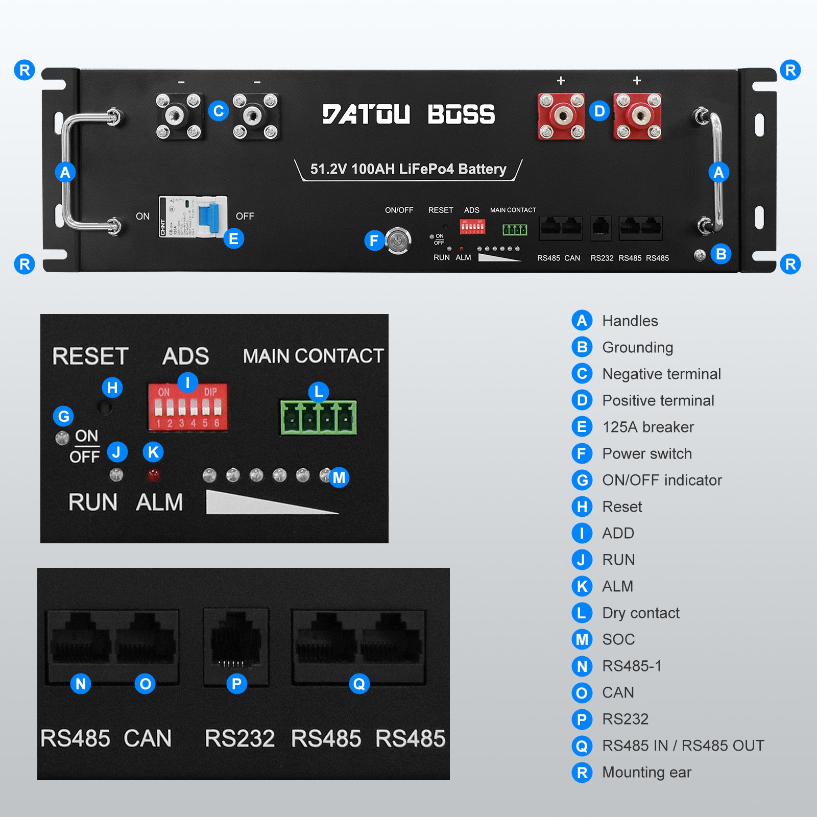 DATOUBOSS Rechargeable Lifepo4 Batteries Voltage Converters Inverter